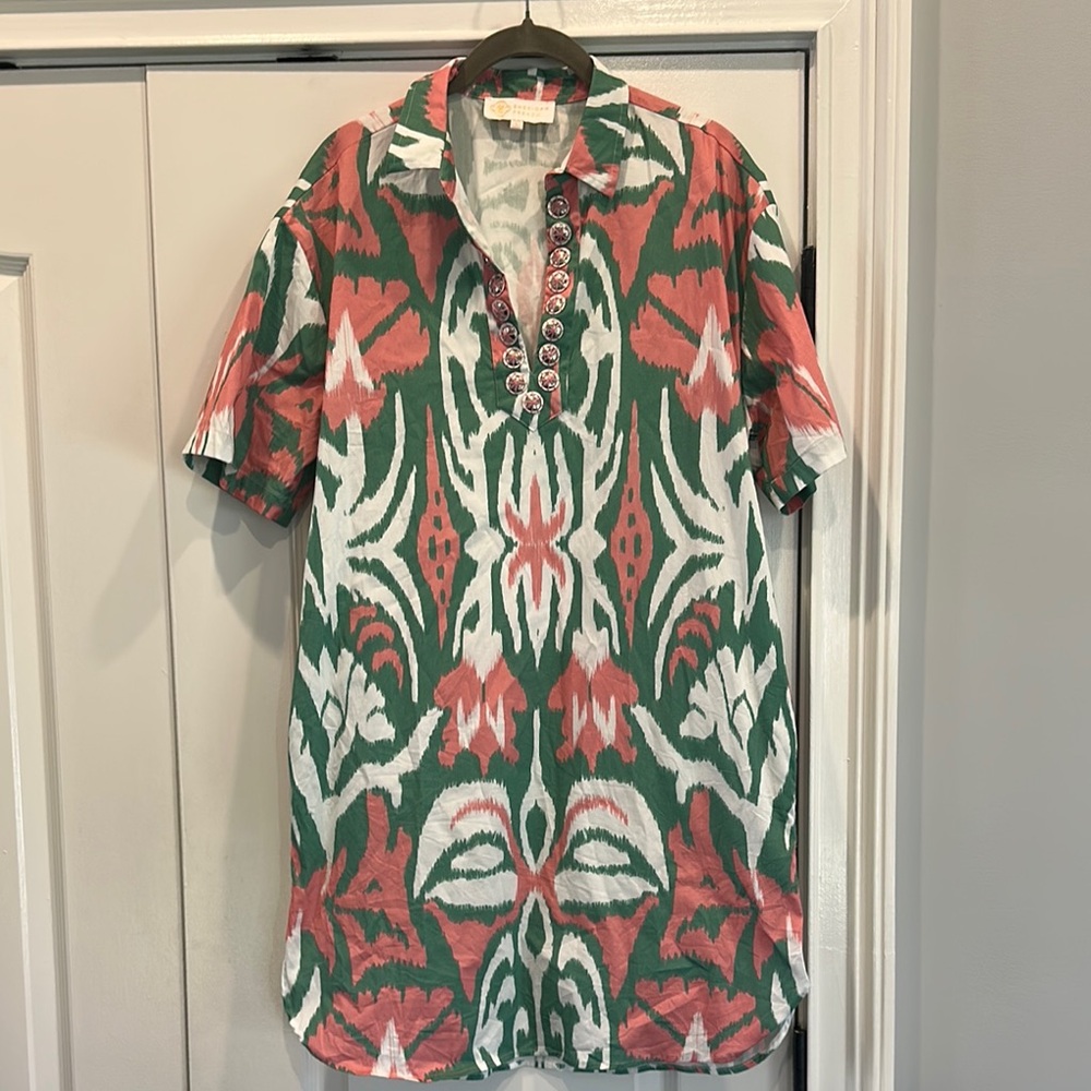 Sheridan French Green and Pink Patterned Women's Dress
